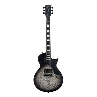 ESP LTD EC-01FT 6-String Right-Handed Electric Guitar with Mahogany Body, Quilted Maple Top, and Macassar Ebony Fingerboard (Charcoal Burst Satin Teardrop) image 1