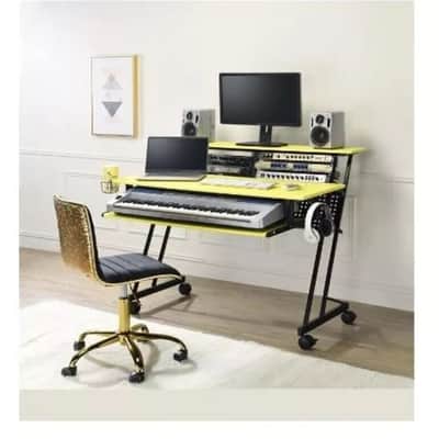 Premium Music Production Desk - Classic Rectangular Design with Ample Storage & Easy Assembly image 1