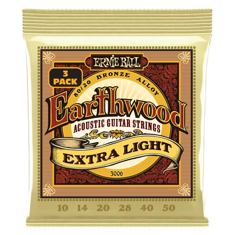 Ernie Ball 3006 Earthwood Extra Light 8020 3 Pk 10 50 image 1