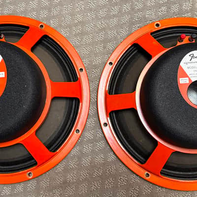 Pair of Vintage Orange Frame Fender JBL D120F 12" 8 Ohm Speakers - cleanest in the world! image 4