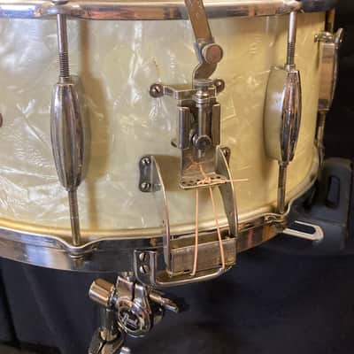 Slingerland - 1930s, 6.5x14" Gene Krupa No. 111, Radio King Snare Drum. White Marine Pearl image 7