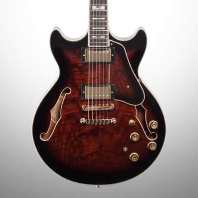 Ibanez Artstar AM153QA Semi-Hollowbody Electric Guitar (with Case), Dark Brown Sunburst image 1