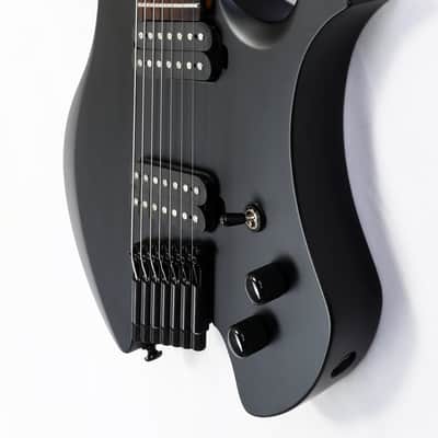 Agile 7 String MultiScale FanFret Chiral Parallax 72527 RN Flat Black Headless Electric Guitar image 5