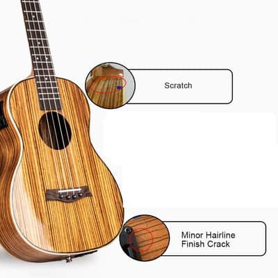Minor Imperfections - 26inch Zebrawood High Gloss Tenor Electric Professional Ukulele image 2