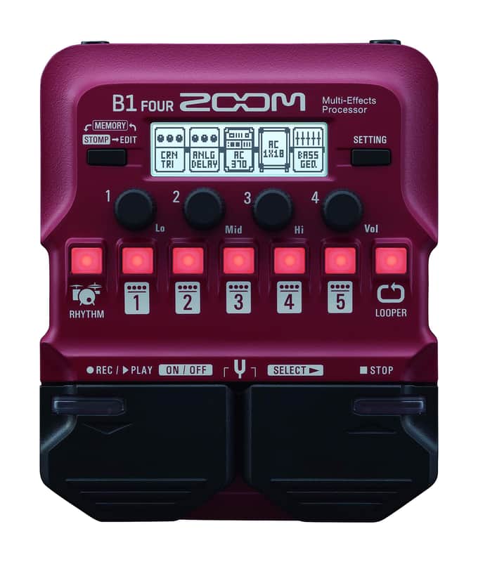 Zoom B1 FOUR Bass Multi-Effects Processor with 70+ Built-in Effects, Amp Modeling, Looper, Rhythm Section, Tuner, Battery Powered image 1