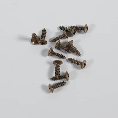 12 Pcs Phillips-Head #4 Guitar Pickguard /Plate Mounting Screws, Antique-Brass