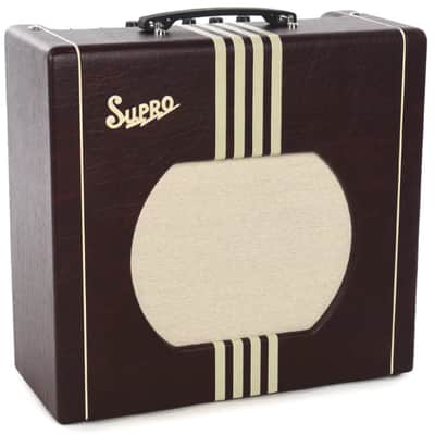 Supro Delta King 12 - Burgundy with Cream Stripes image 1