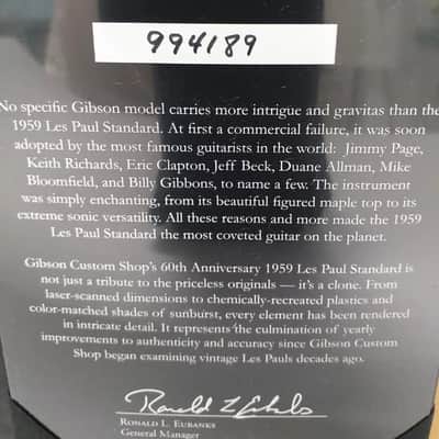 Gibson Custom anniversary 1959 SUPER RARE FIRST GENERATION FIRST CLONE LAST ONE WORLDWIDE (SEE BELOW) image 8