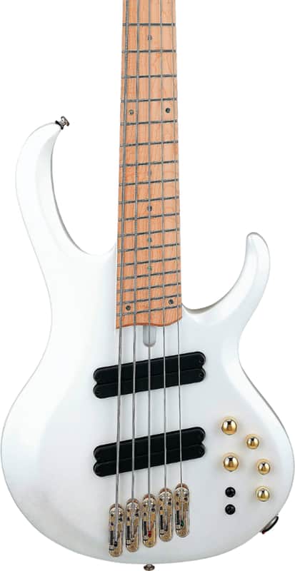 Ibanez BTB605MS Bass Workshop Multi-Scale 5-String Bass Guitar, Flamed Maple Fingerboard, Pearl White Matte image 1