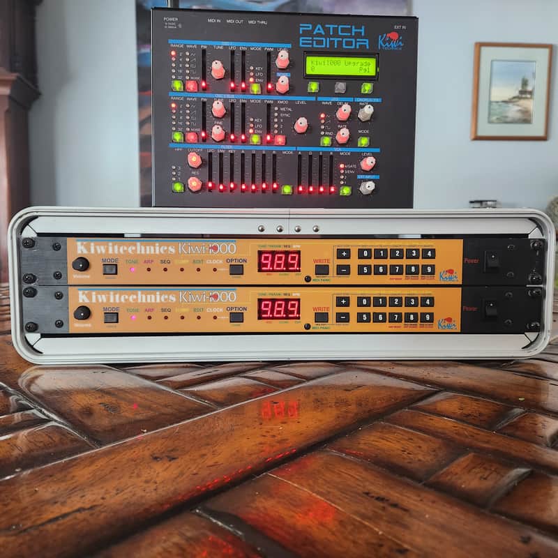 Oberheim Matrix-1000 "matched pair" w/Kiwi-1000 upgrades and programmer RARE!!! image 1