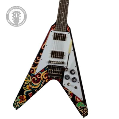 New Epiphone Inspired by Gibson Jimi Hendrix Lovedrops Flying V Ebony w/Hendrix Psychedelic Graphics #24101522797 image 1