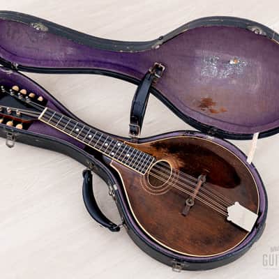 1919 Gibson Style A-2 Vintage A-Style Carved Top Mandolin Sheraton Brown w/ Faultless Case image 18