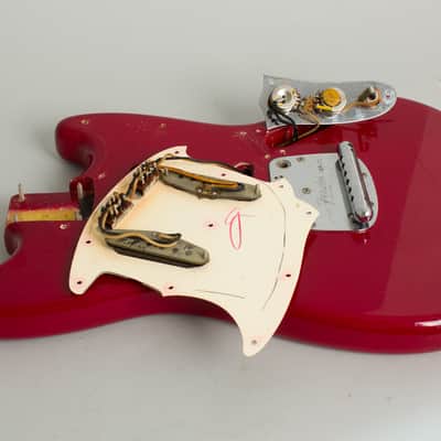 Fender  Mustang Solid Body Electric Guitar (1965), ser. #L41193, original grey hard shell case. image 18