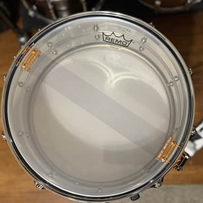 Pearl DUX1465BR Duoluxe 14x6.5" Chrome Over Brass Snare Drum 2021 - Present - Nicotine White Marine Pearl Inlay image 10