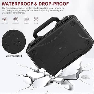 Wireless Microphone Case, Hard Carrying Case with Customizable Foam, Portable Storage Case, IP67 Waterproof Anti-fall Box, Equipment Protector Case for Travel Outing, 11.6"x8.1"x4", Black image 3
