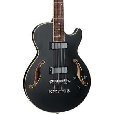 Ibanez AGB200 Artcore Semi-Hollow Electric Bass, Black Flat image 1