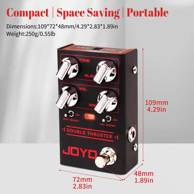 JOYO Bass Overdrive Guitar Pedal, Blend Control with Mid & Gain Boost Switches, Tone/Volume/Gain Knobs, Bypass (DOUBLE THRUSTER R-28) image 6
