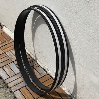 (2) Ludwig 22" White Marine Pearl Bass Drum Hoops Rims Classic Maple Legacy Inlay image 3