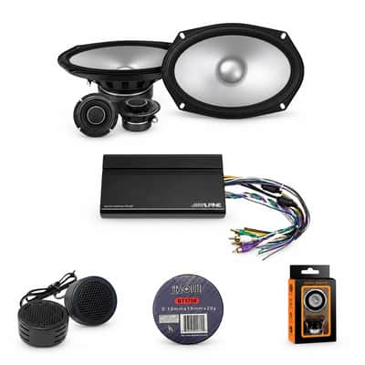 Alpine KTA-450 + S2-S69C 4-Channel Amplifier 6x9" Component Speaker + Accessory Bundle image 1
