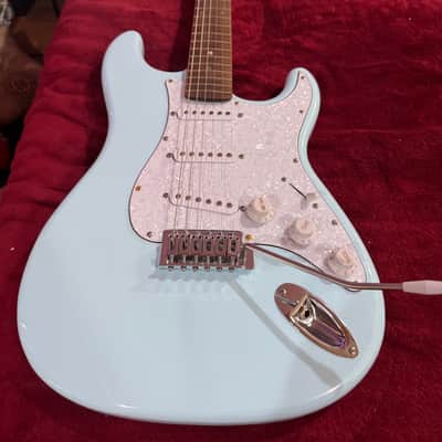 Hoffman Custom Guitars ST with roasted flame maple neck 2025 - Light blue image 1