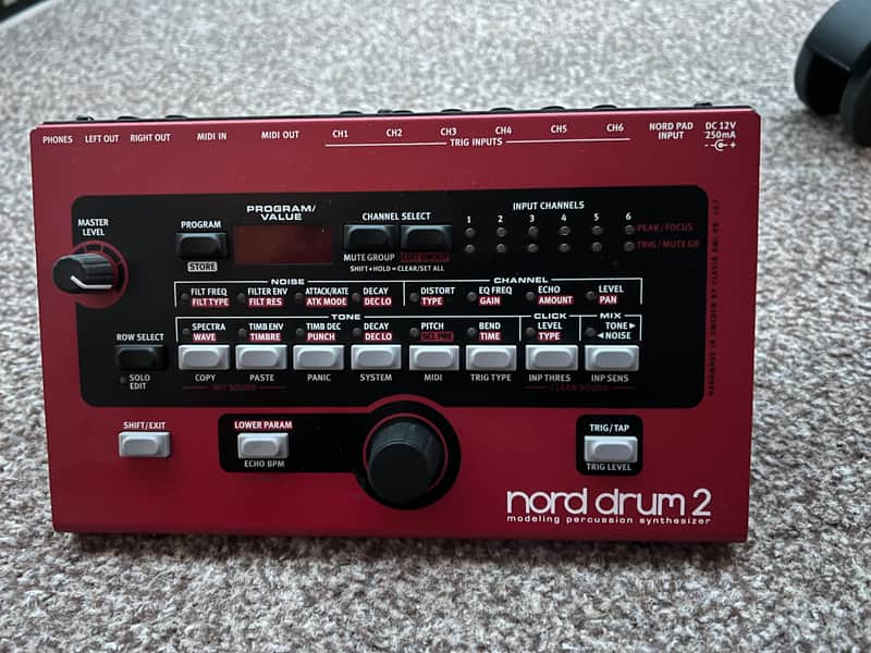 Nord Drum 2 6-Channel Modeling Percussion Synthesizer with Pad Controller 2014 - 2016 - Red with Black Pads image 1