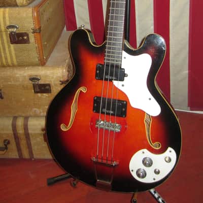 Vintage 1966 Mosrite Celebrity Hollowbody Bass Short Scale Sunburst image 2