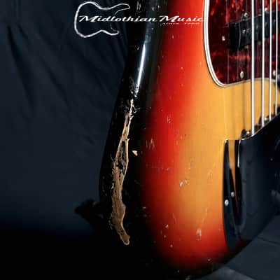 Fender 1966 Vintage USA 4-String Jazz Bass - Sunburst Gloss Finish w/Case USED image 10