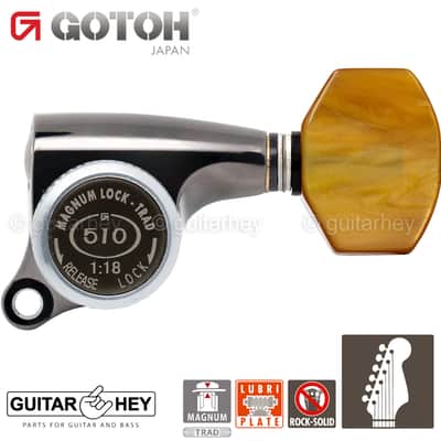 NEW Gotoh SGS510Z-P8 MGT 6 in line Set LOCKING w/ AMBER Buttons - COSMO BLACK