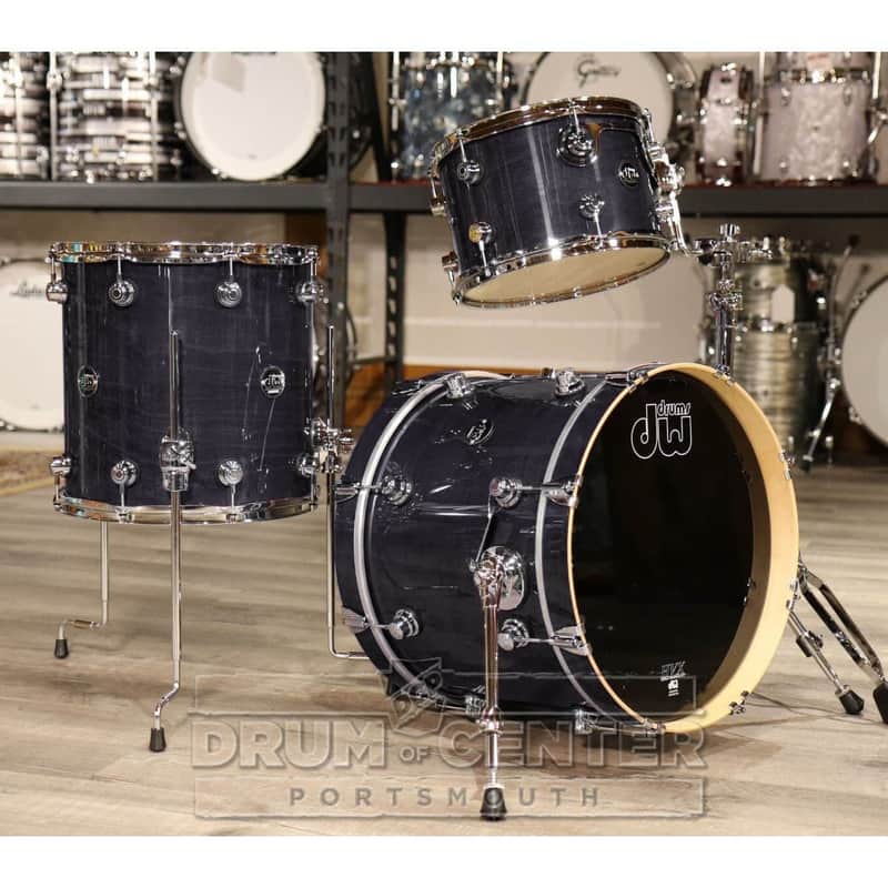 DW Performance 3pc Lacquer Drum Set 18/12/14 Ebony Stain image 1