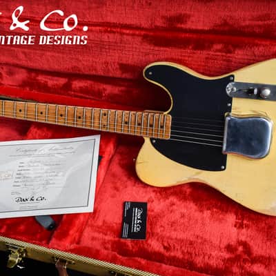 Dax&Co. 50's Esquire 2018 Vintage Blonde W/ Fender Telecaster Parts, FAT Neck, Bakelite Guard & Case image 2