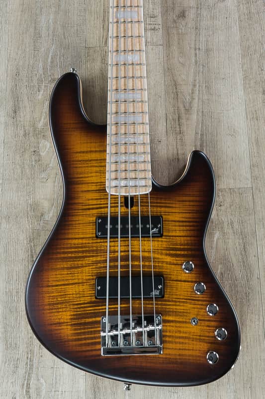 Mayones Jabba Custom 5 5-String Bass, Amber Burst, Birdseye Maple Fretboard image 1