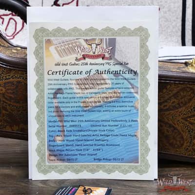 PRS Wild West Guitars 25th Anniversary Limited Run Wood Library Artist Package Hollowbody II Piezo Beach Fade Smoke Burst 5.40 LBS (US Only / No International Shipping) image 13