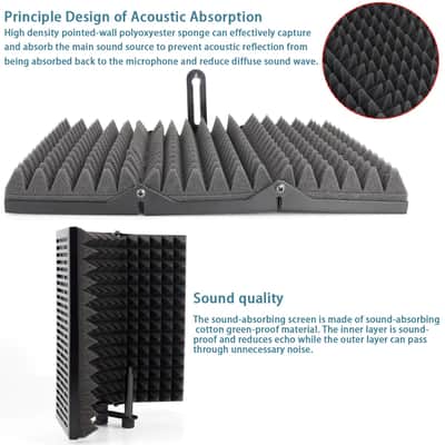 3 Panel Foldable Studio Microphone Isolation Shield image 4