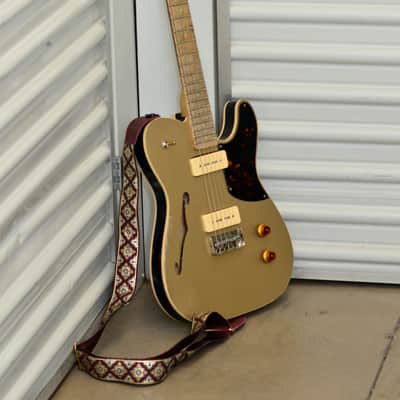 Valentino Guitars Thinline T-style P90 - Gold/black image 12