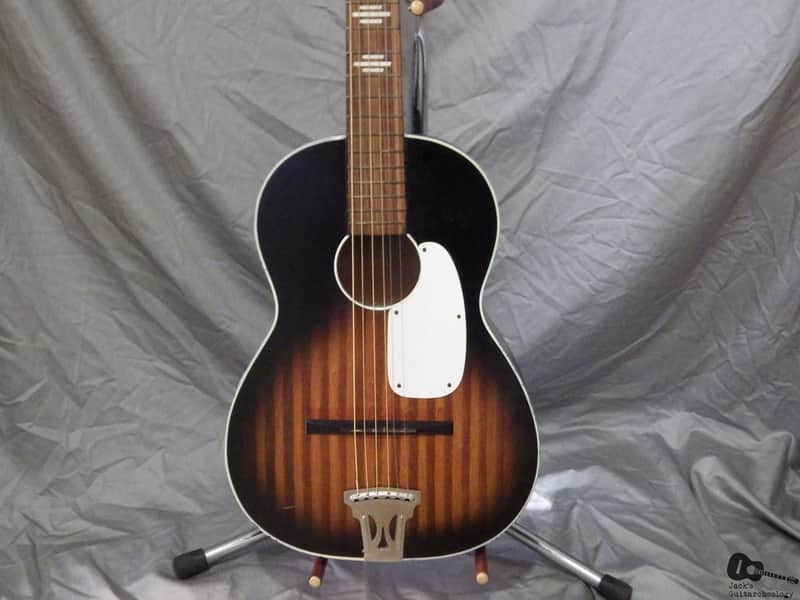RARE "Domino"/Harmony Stella Parlor Guitar (1950s, 2-Tone Burst w/ Faux Flame) image 1