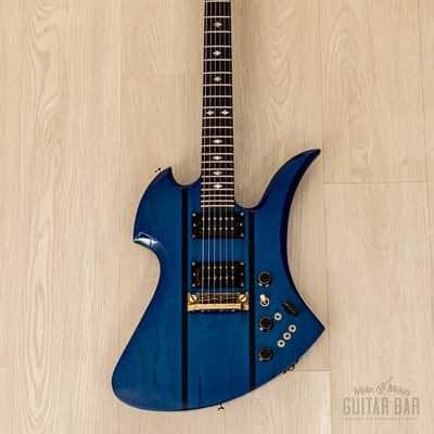 1980s B.C. Rich USA Mockingbird Neck Through Vintage Guitar Transparent Blue w/ Mono Case image 2