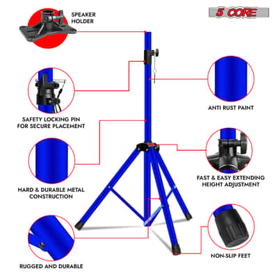 5 Core Speaker Stand Height Adjustable 72" Heavy Duty PA DJ Tripod Studio Monitor Stands image 7