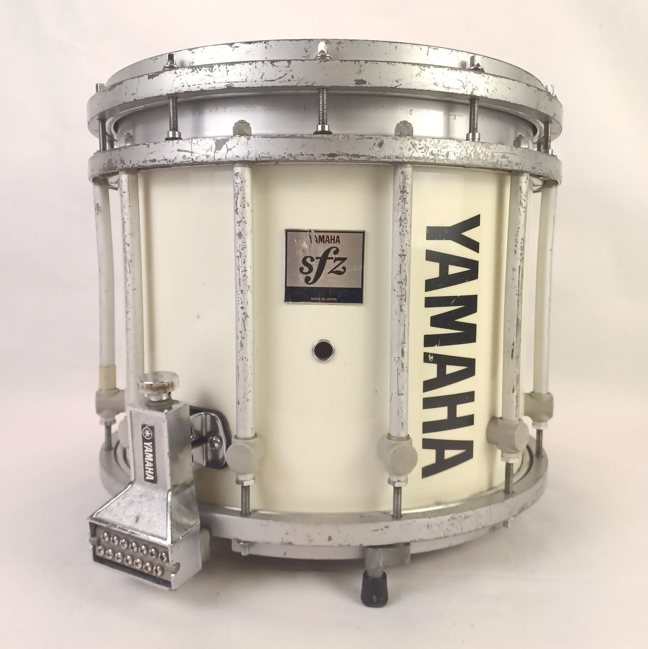Yamaha 12x14" SFZ 9114U Marching Snare Drum Die-Cast Gloss White Japan Rims 9400 — main photograph