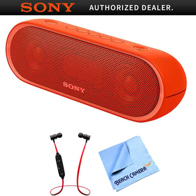 Sony XB20 Portable Wireless Bluetooth Speaker Red with Headphones Bundle image 2