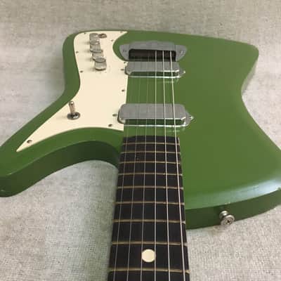 Vintage 1965 Airline Bighorn Green Solid Body Electric Guitar USA Made Kay + Original Gig Bag RARE image 6