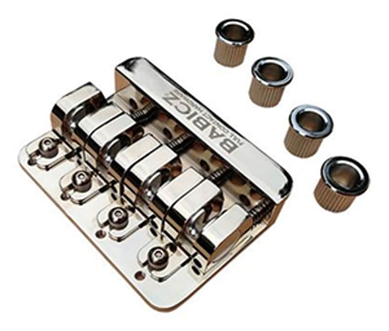 Babicz Full Contact Hardware ORIGINAL SERIES FCH4 AM BASS BRIDGE, 4 String -string thru chrome image 1