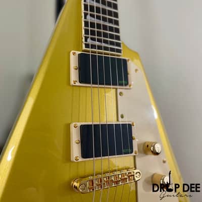 ESP LTD Kirk Hammett Signature KH-V Electric Guitar w/ Case - Metallic Gold image 6