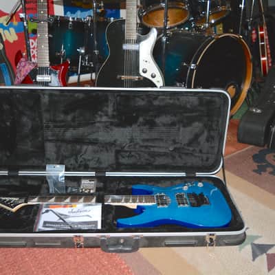 2000's Jackson JS Skulls Series Dinky JS32 DKA Archtop Guitar in Transparent Tiger Blue, w/ New Dunlop Straploks, New Skull Hardware, & Nice ABS Hardshell Case image 21