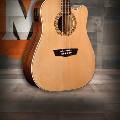 Washburn Harvest Dreadnought Cutaway Acoustic Guitar - Natural Gloss (WD7SCE-A-U) image 1