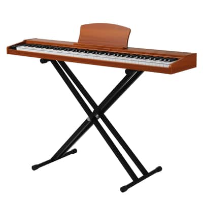 Ukscs GPP-107 88 Key Full Size Semi-Weighted Standard Keyboards Wooden Digital Piano with Stand,MIDI Bluetooth,Triple Pedals,Headphone and other accessories, Walnut image 2