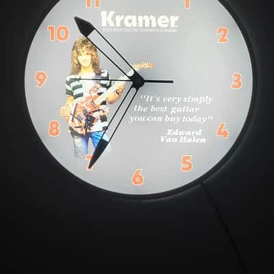 1984 Kramer Guitars Dealer Style Light Up Clock Eddie Van Halen Frankenstrat Killer Cool Man Cave/Garage Accessory