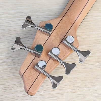 Zebra Wood Top Left Hand 5 String Bass, Maple Neck Through, Rosewood Fingerboard image 9