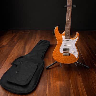 1981 Tagima Stella DW Quilt Top – Orange Flame – HSS – Roasted Maple Neck – Excellent image 2