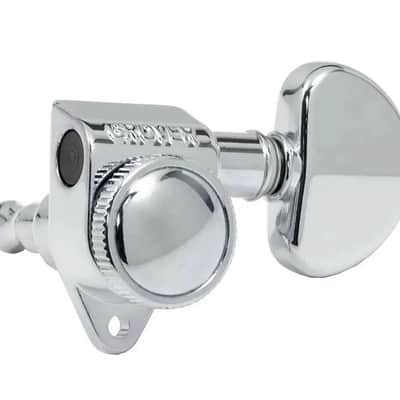 Grover 502C ROTO-GRIP Locking Rotomatics Guitar Tuners, Tuning Machines Set 3+3 18:1 Chrome Tuning Keys with Dunlop Polish Cloth Bundle Tuner Heads with Kidney Button image 2