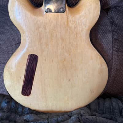 Custom Carved Top Semi Hollow 335 \ 339 \ 330 style with a Brazilian Flamed Purple heart wood top, Custom wound pickups - Roasted maple neck image 3